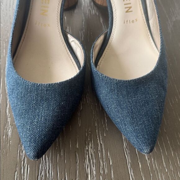 Anne Klein Necessity Denim Blue Heels with Cork Block Heel Pointed Toe Size 9.5M - Picture 12 of 12